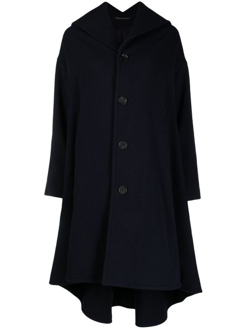 Cut-out collar maxi coat - Blue