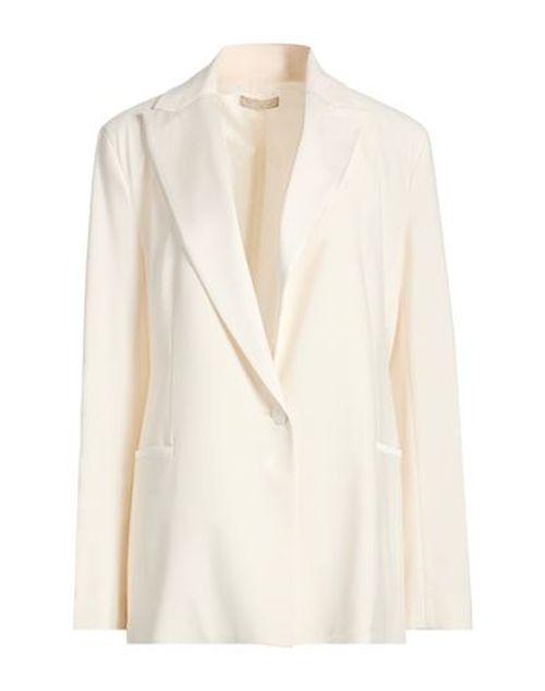 Woman Blazer Ivory Size 10 Polyester, Virgin Wool, Elastane