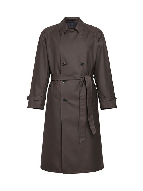 Silk-Blend Twill Trench Coat — Brown