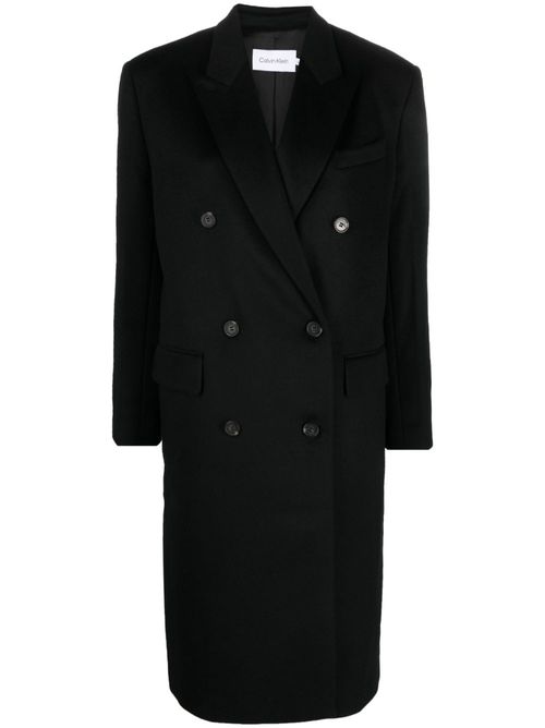 Double-breasted wool-blend coat - Black