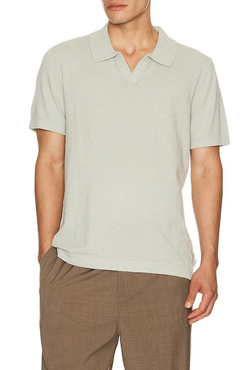 Onia Bouckle Knit Johnny Polo in Muted Sage - Sage. L also in S, M, XL/1X