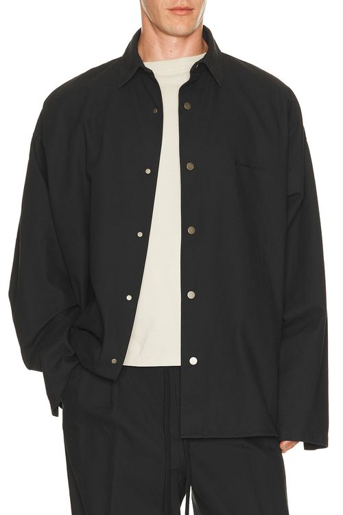 Fear of God ESSENTIALS Overshirt in Vintage Black - Black. M also in L, S, XS, XXL/2X