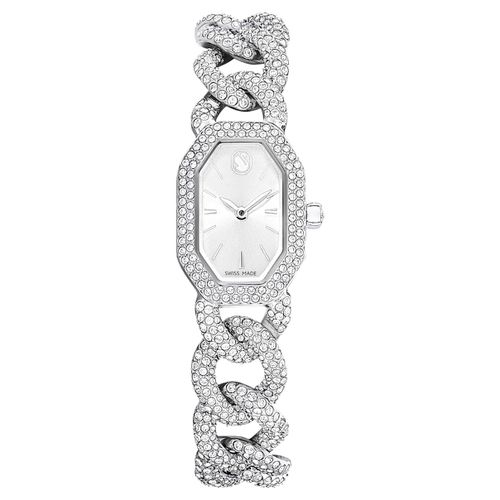 Dextera Chain watch, Swiss Made, Crystal bracelet, Silver tone, Stainless Steel