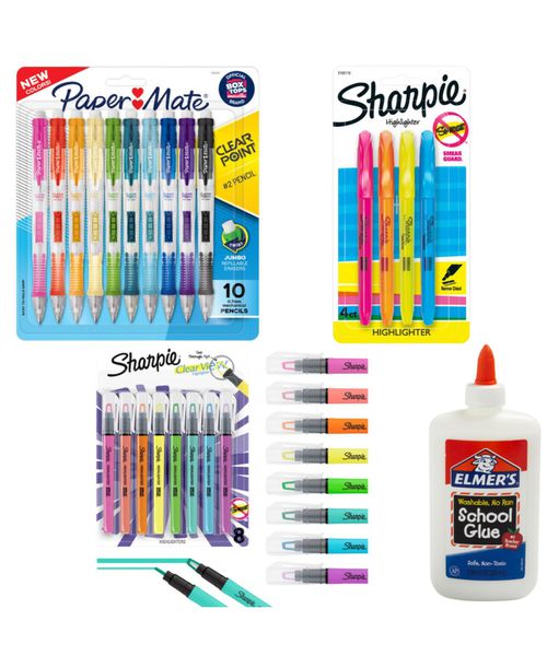 Back to School Essentials Kit â Highlighters, Mechanical Pencils & School Glue â 20+ Pieces