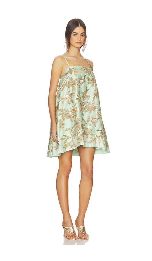 LA FUORI Touched By Gold Embroidered Mini Dress in Mint. - L also in M, S