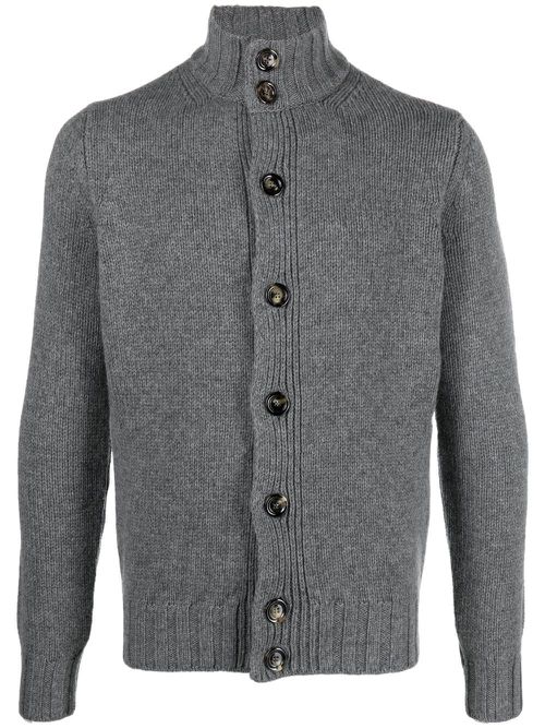 Dell'oglio high-neck ribbed cardigan - Grey