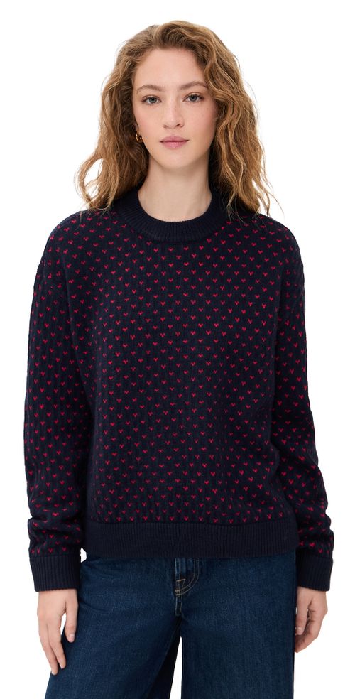 Hanna Sweater Navy Red Hearts