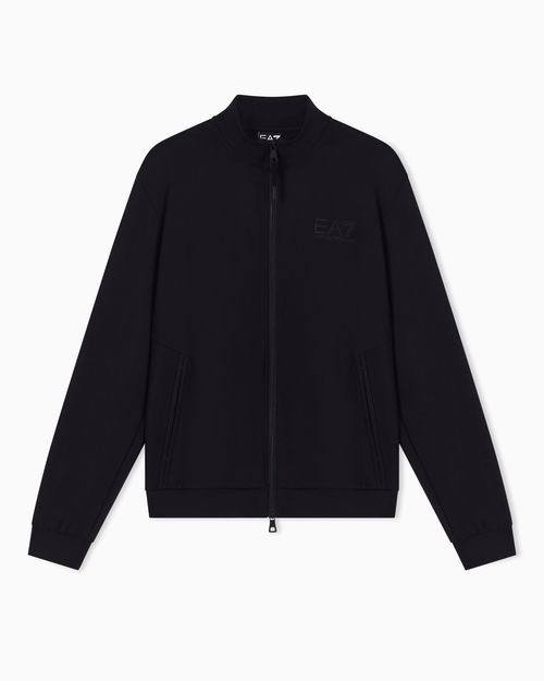 Technical fabric zip-up sweatshirt