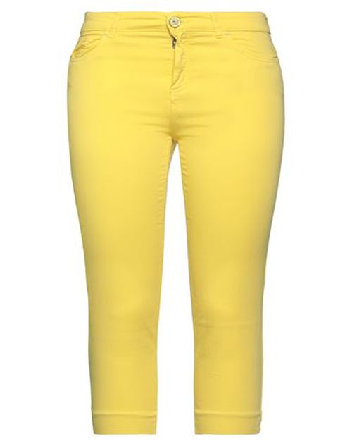 Woman Pants Yellow Size 4 Cotton, Elastane