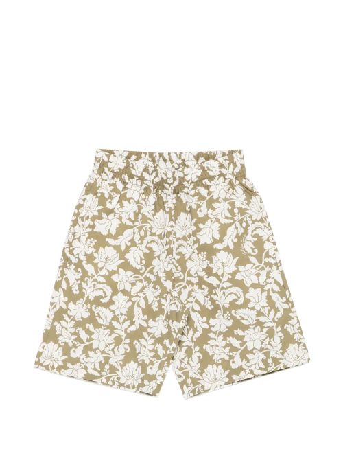 Floral-Print Elasticated-Waist Shorts — olive