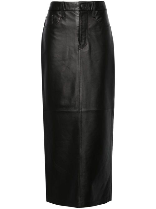 Leather maxi column skirt - Black