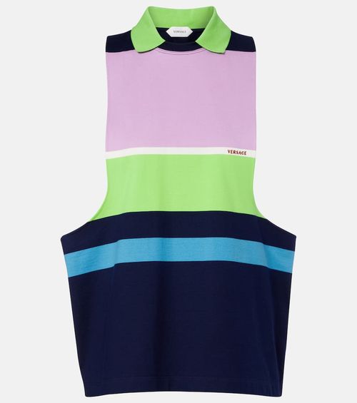 Striped cotton jersey tank top