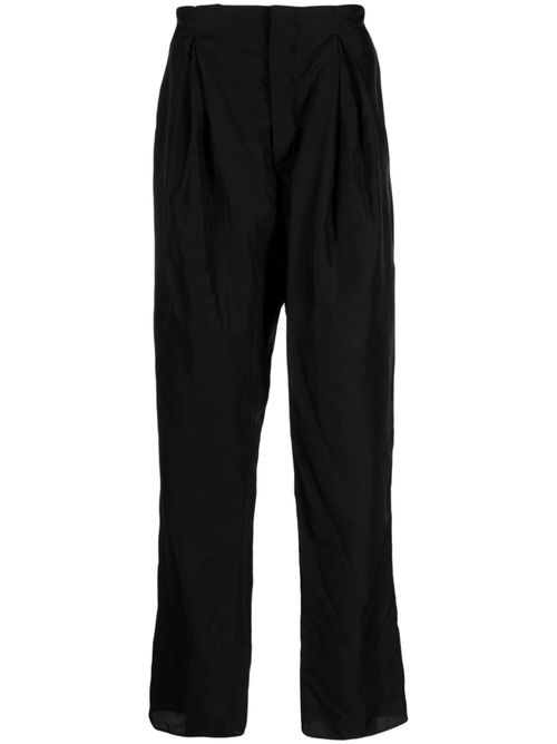 Pleat-detail straight-leg trousers - Black