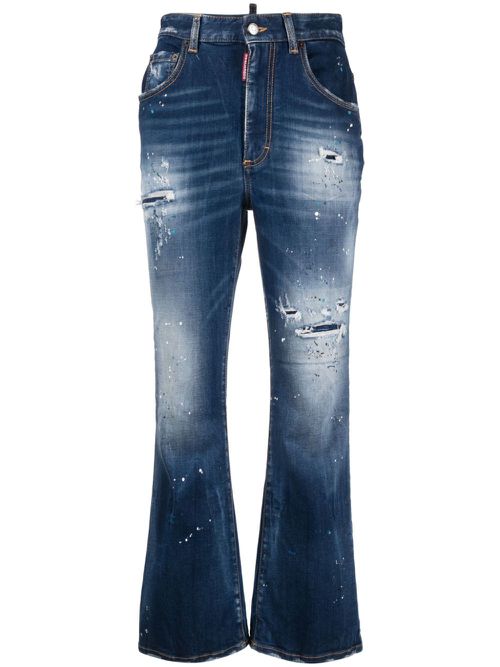 Ripped-detail flared jeans - Blue