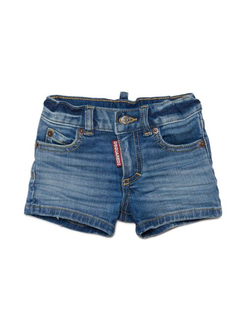 Whiskering-effect denim shorts - Blue