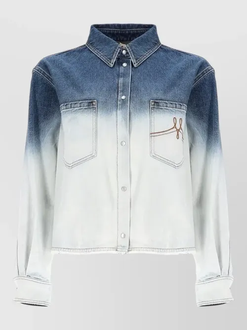 Marni - shirt logo embroidery chest pockets contrast stitching