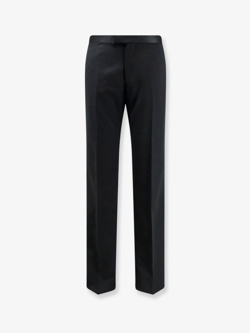 Tailored Tuxedo Virgin Wool Trousers — Black