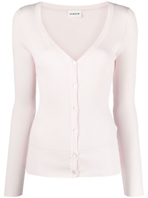 Ribbed cotton-blend cardigan - Pink