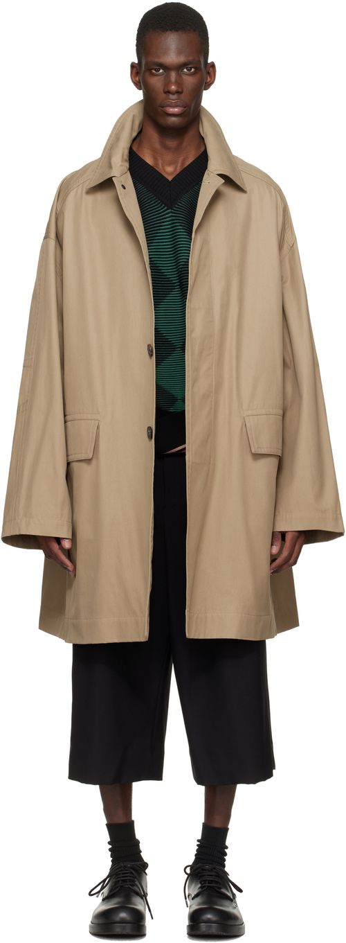 Beige Loose Cotton Mac Coat