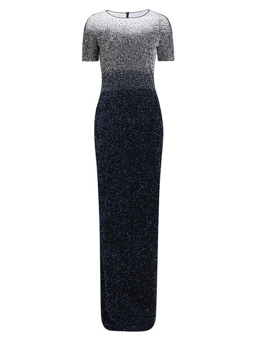 Women's Signature Sequined Gown - Silver Navy