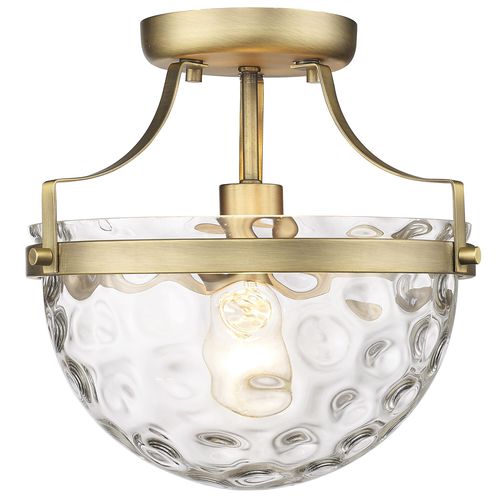 Antique Brass One Light Semi-Flush Mount from the Quinn Collection
