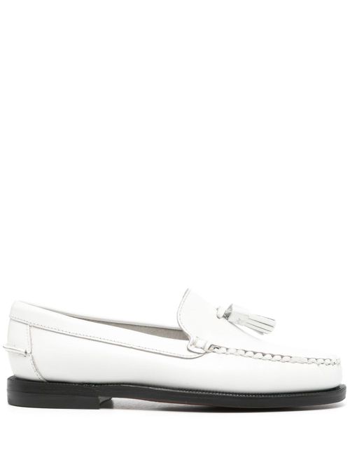 Stacked-heel leather loafers - White