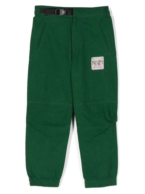 Logo-patch cargo trousers - Green