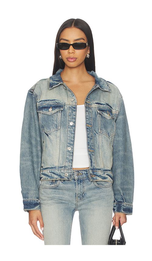 EB Denim BLOUSON VARSITY TRUCKER DENIM en Blue. L. Also en M