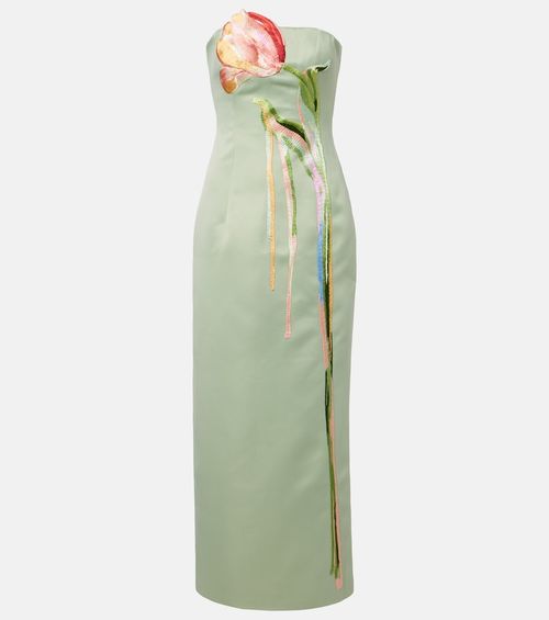 Marilyn floral-appliqué bustier dress