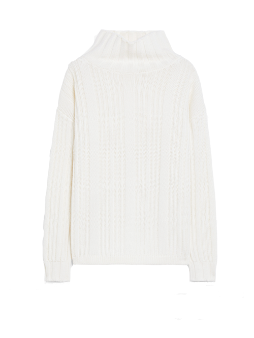 White Vitalba Wool Polo-neck Jumper