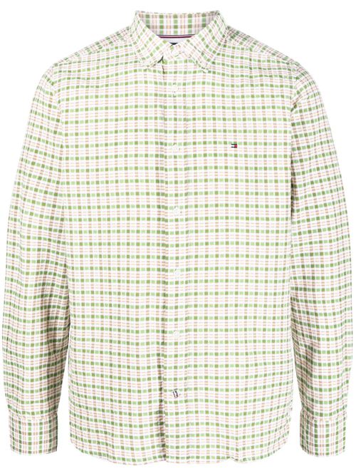 Gingham-pattern cotton shirt - Green