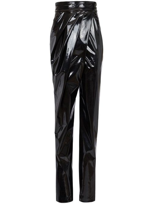 Asymmetric draped trousers - Black