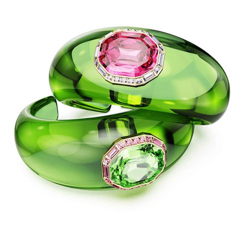 Dulcis cuff, Set (2), Octagon cut, Pavé, Multicolored, Gold-tone plated