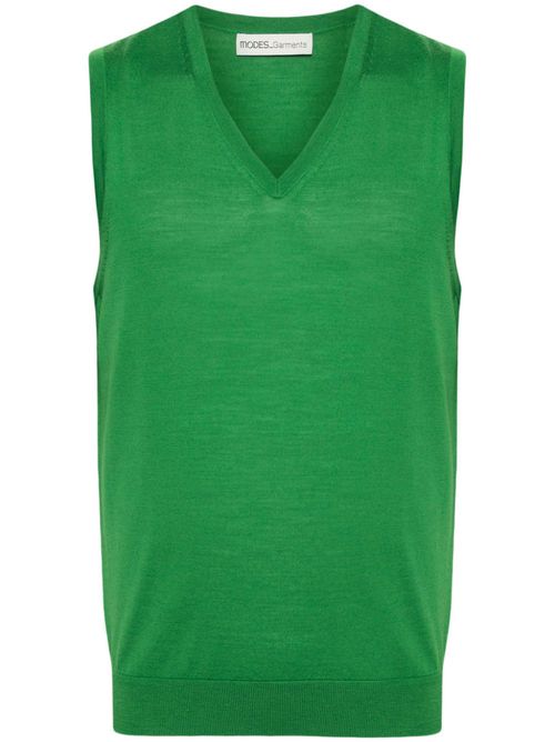 Sleeveless merino knitted vest - Green