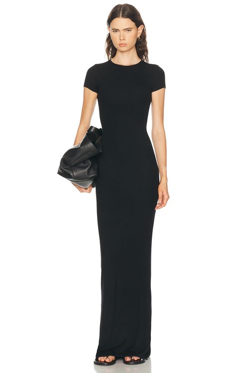 Eterne Cap Sleeve Maxi Dress in Black - Black. XS also in