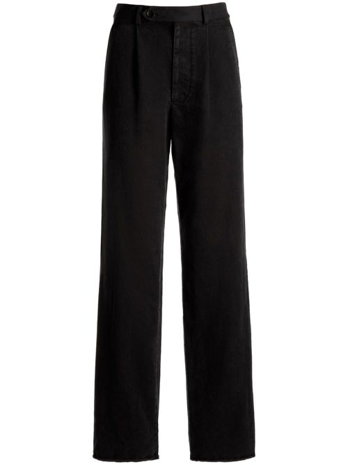 High-waist belted cotton trousers - Black