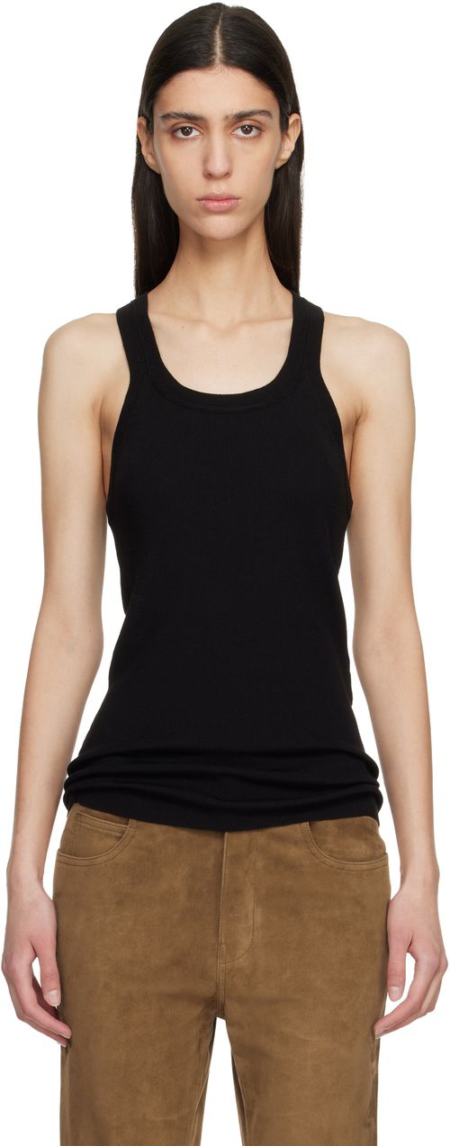Black Fine Merino Rib Tank Top