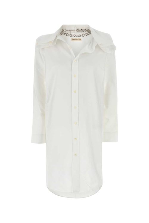 Y Project Chain Shirt Dress — White