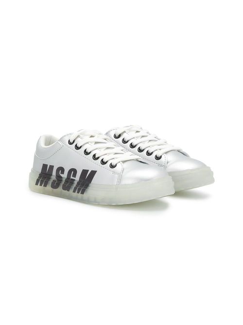 Logo lace-up trainers - Silver