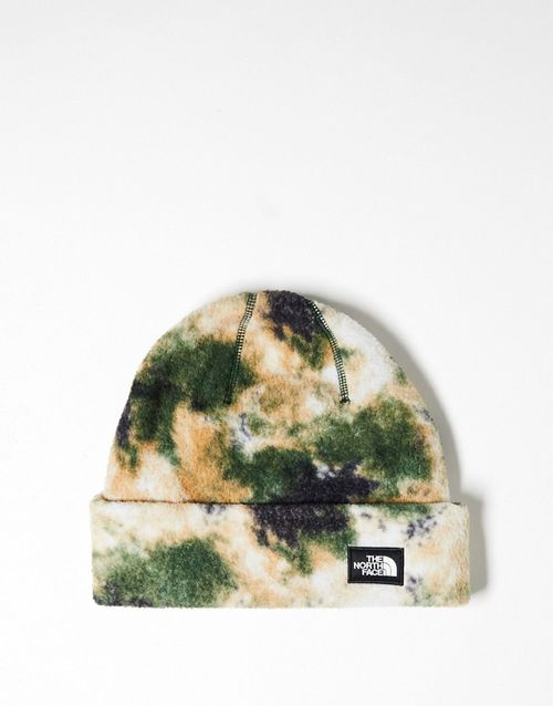 Box logo beanie in camo print-Green