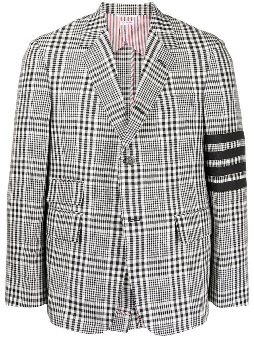 Check single-breasted blazer - White