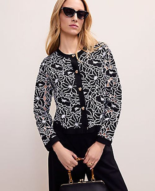 Ann Taylor Petite Mixed Media Cardigan