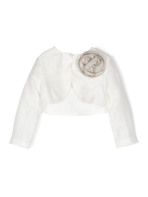 Floral-appliqué cropped jacket - White