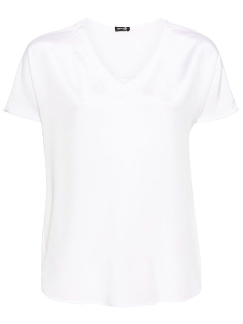 V-neck silk T-shirt - White