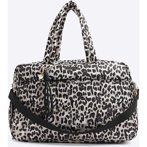 River Island Womens Travel Bag Beige Quilted Leopard Print - One Size