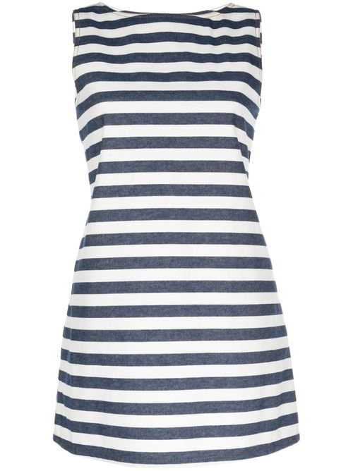 Sleeveless striped cotton dress - Blue