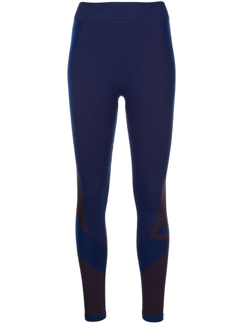 Seamless colourblock-knit tights - Black