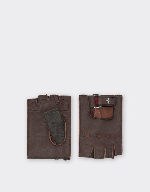 Fingerless leather driving gloves