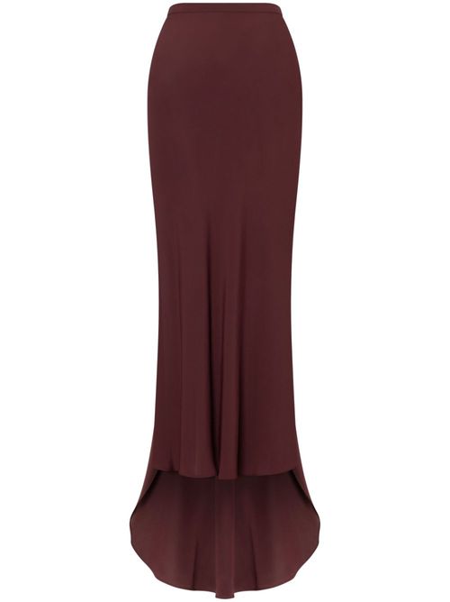 High-waist crepe fluted skirt - Brown