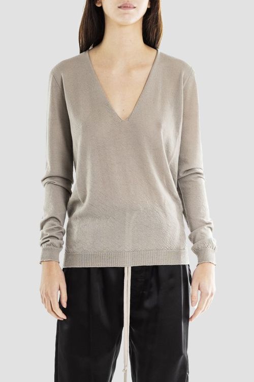 V-Neck Knit Sweater — Gray